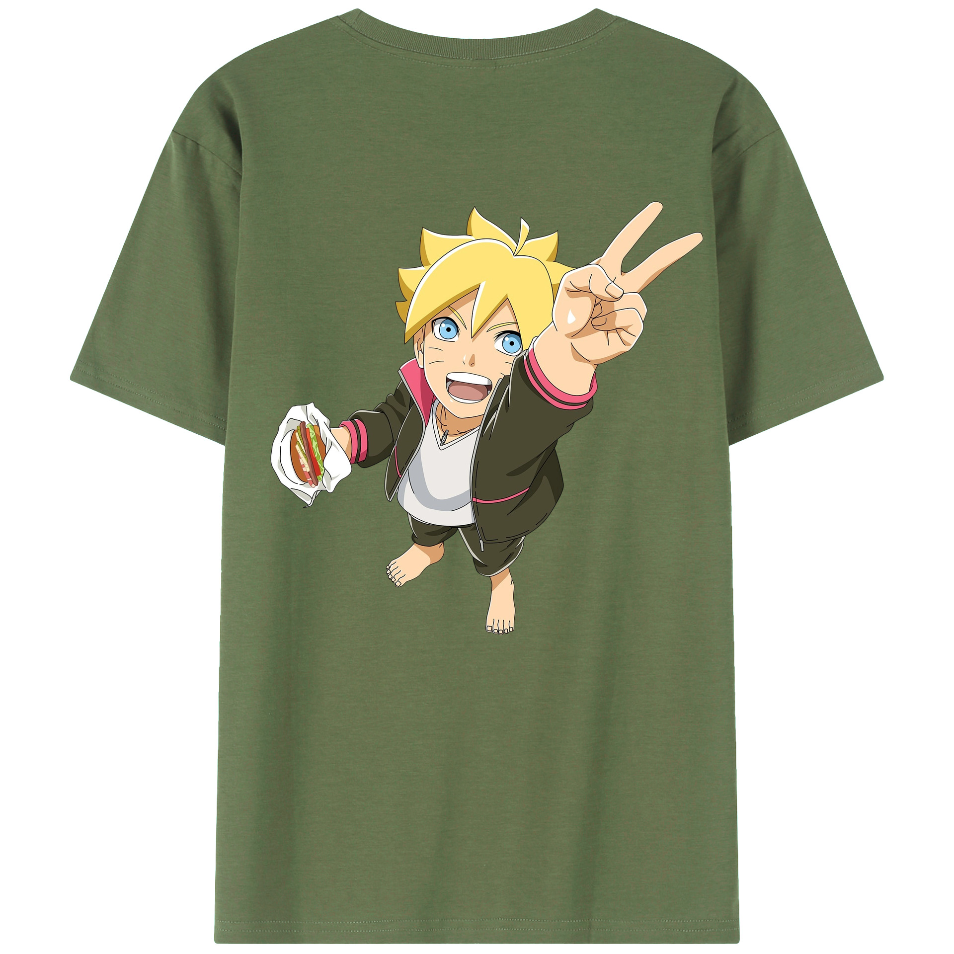 （画像用） NARUTO -ナルト- うずまき ボルト Uzumaki Boruto 綿100％ メンズ半袖Tシャツ（バックプリント） 通気性